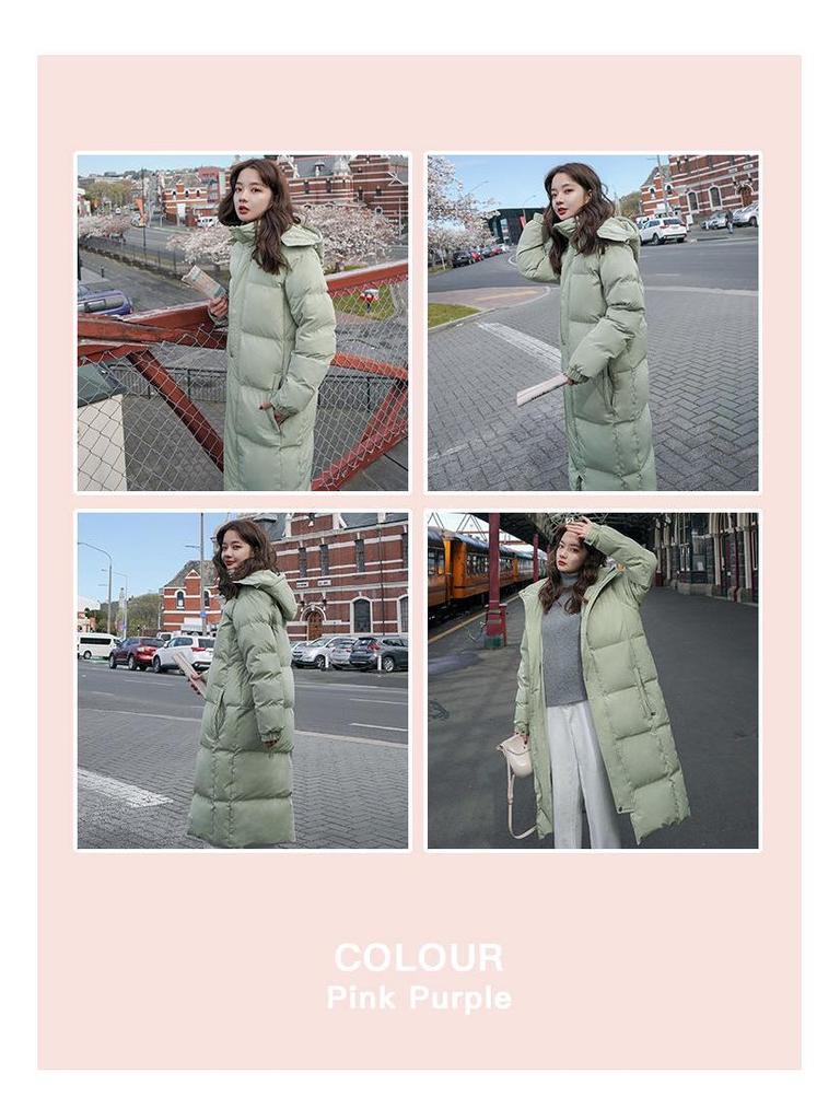 Palton de damă de lungime medie, gros, căptușit cu bumbac, peste genunchi, stil coreean de iarnă 2023, croială slim pentru eleve.
