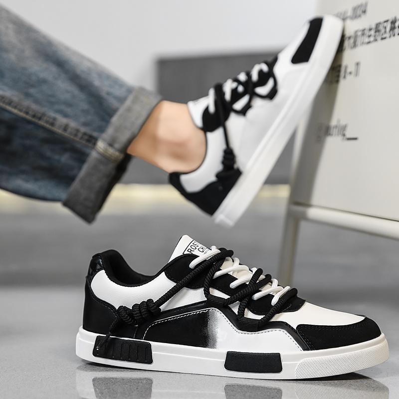 HKDQ Big Size 47 Skateboard Shoes Men Leather Casual Sneakers For Men Non Slip Red Designer Shoes Comfortable Men's Skate Shoes