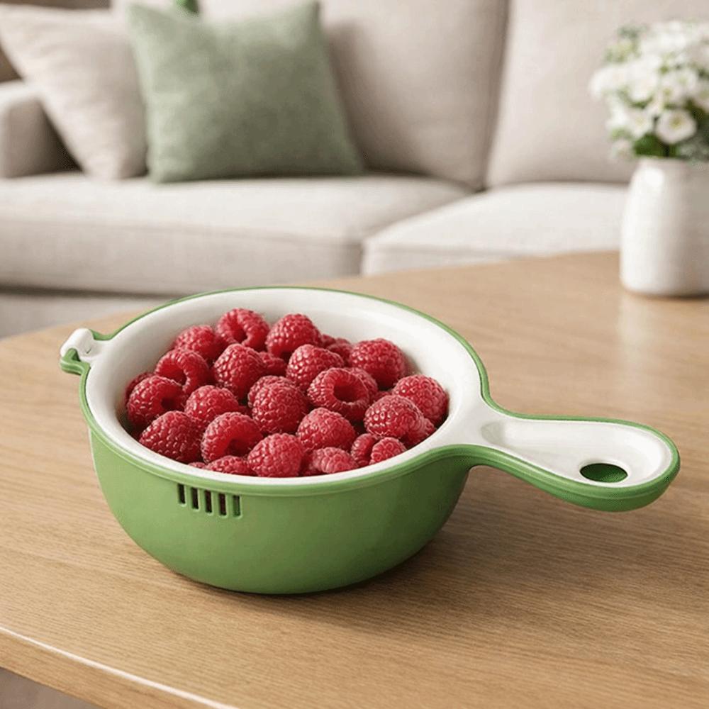 Space-saving Fruit Washing Basket Double-layer Drainage Basket Vegetable Washing