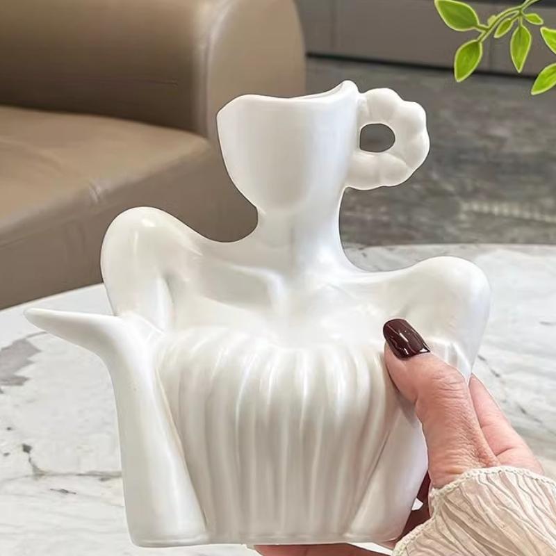 

Ceramics Vase Unusual Shape Vases Modern Aesthetic Ikebana Flowers Planters Elegant Household Table Center Glass Ornaments белый