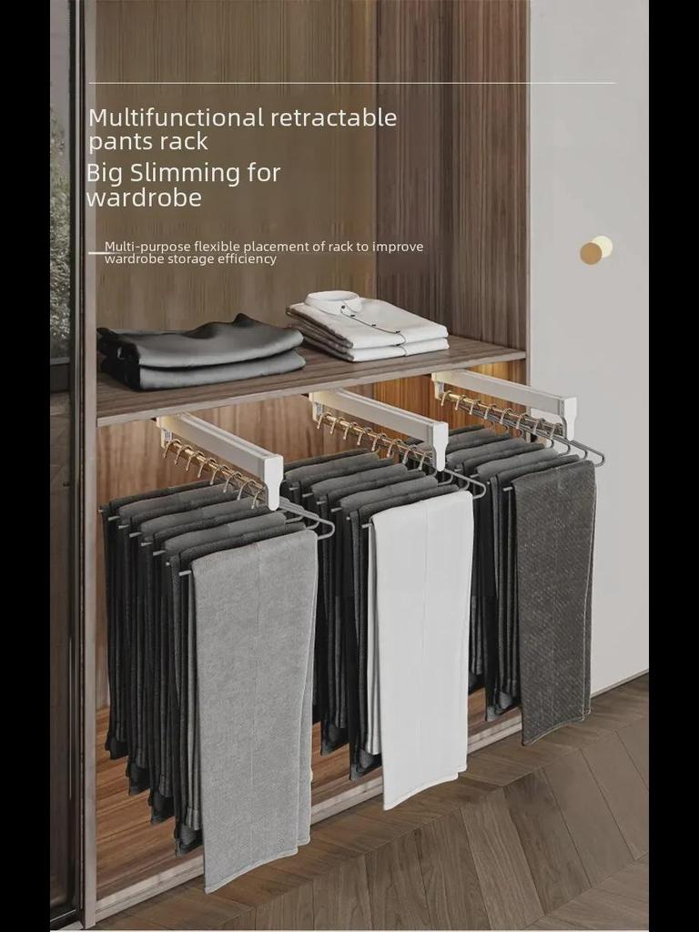 45cm Top-Mounted Telescopic Wardrobe Hanger: Pull-Out Clothes Rack for Cloakroom Storage