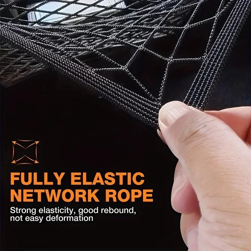 Heavy-Duty Motorcycle Cargo Net 10"x11" - Double Layer Elastic Helmet &Luggage Storage Net with Metal Hooks for Secure Transport