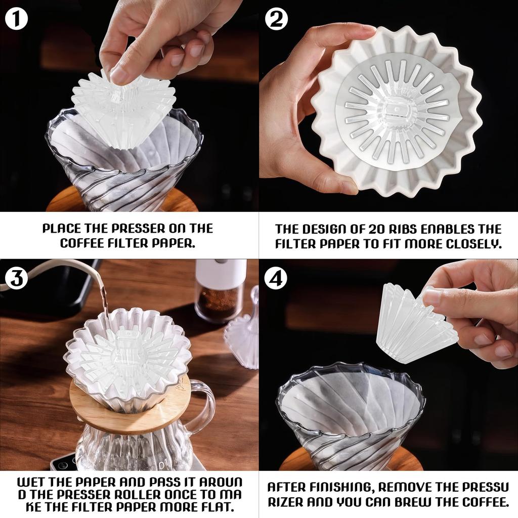 HannaFires V60 Basket Coffee Filter Holder Handy Hand Drip Paper Filter Support Tool & 2-in-1 - Accessory,