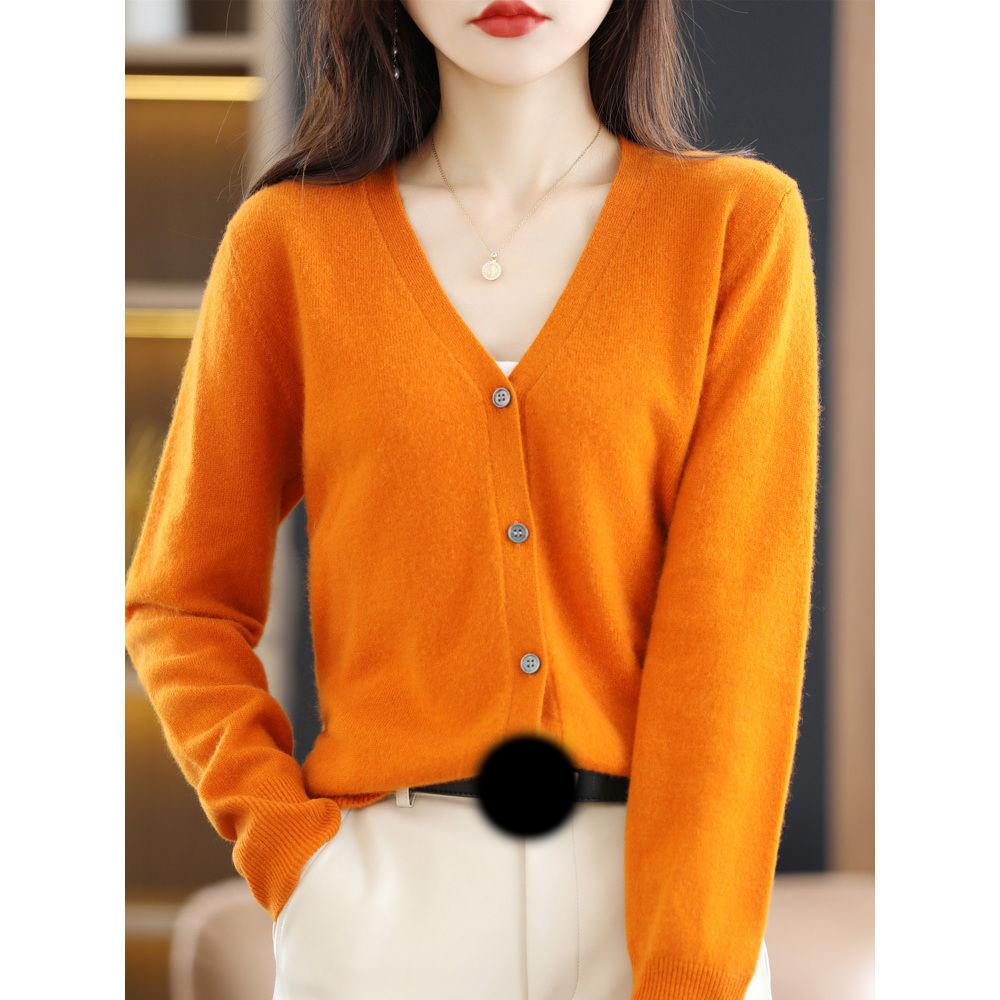Women Cardigans V-neck Long Sleeve Knitted Outerwear Solid Thin Spring Autumn Sweaters Knitwears Korean Fashion Red Cardigans