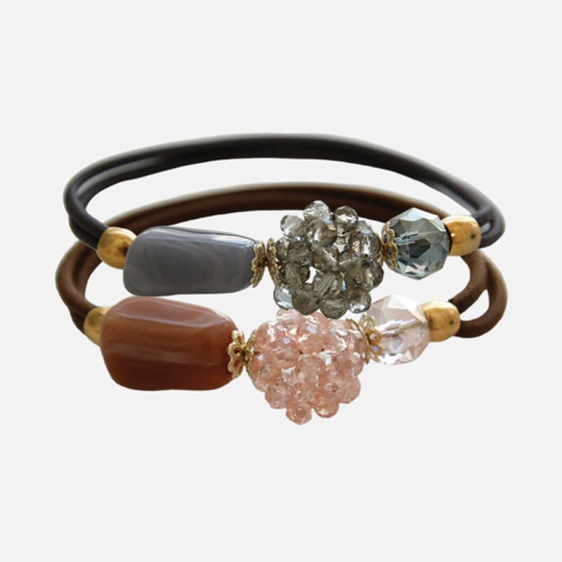 

J.Lauren Beads Ball Pendant Hair Tie H01381 gray