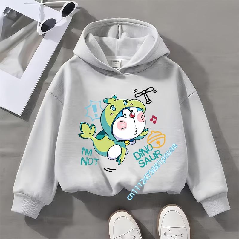Doraemon children's hooded sweatshirt for boys, girls' casual top with cartoon print,long-sleeved,suitable for autumn and winter