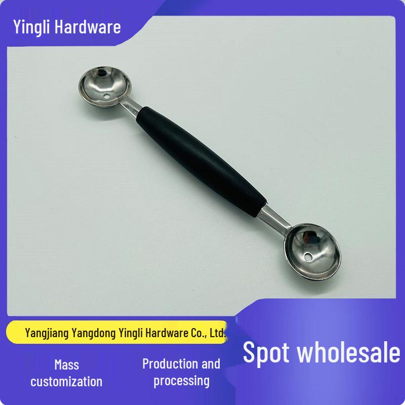 In-Stock Stainless Steel Double-Ended Fruit & Ice Cream Scoop with Black Handle No