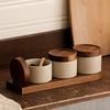 New Ceramic Spice Jar Set Japanese Style Kitchen Condiment Containers for Salt Pepper Seasoning