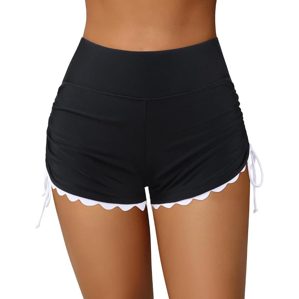 CHARMLEAKS Damen-Badeshorts mit hoher Taille, Badeshorts, Boardshorts mit Badehose
