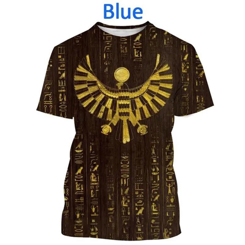 Ancient Egyptian Text 3d Printing T-shirt Pharaoh's Eye Egyptian Mural Creative Casual Short-sleeved Tshirt Tees Mens Clothes