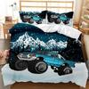 Truck Duvet Cover Set Automobile Blue Monster Pickup Truck Off Road Vehicle Bedding Set For Boys King Size Quilt Cover