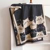 Double Sided Warm Blanket Scarf Large Size Winter Shawl Cat Print Cashmere Scarf  Daily Wear