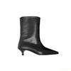 Autumn and Winter Fashion New Pointed Cat Heel Short Boots for Women Low Heel Slim Heel Retro Wide Mouth Women's Mid Cut Boots