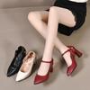 Single Shoes with Square Heels Women's New Autumn Pointed Toe Shallow Mouth Non-Slip Low-Top Shoes