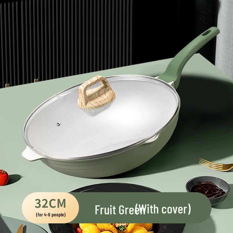 CINDYCOCO Maifanový kámen Nepřilnavý Wok s poklicí