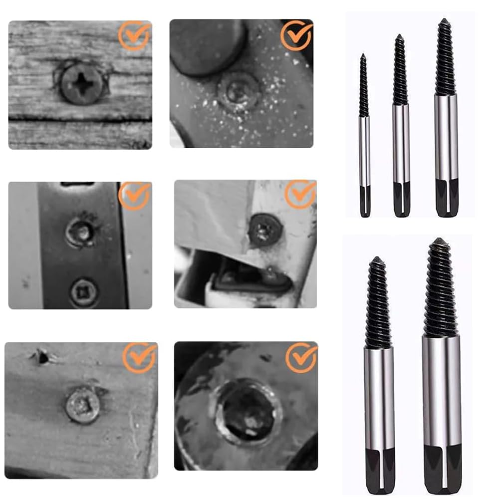 Screw Extractor, 5 Pcs, Reverse Tap for Piping, Threaded, Pipe Bolts, Broken Screw