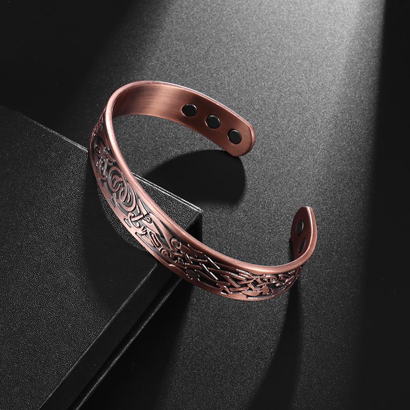 Totem Cuff Bracelet for Women and Men Ancient Copper Plated Adjustable Magnetic Bracelet Bangle Exquisite Gift