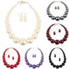 Luxury Round Big Simulated Pearl Necklace Earring Jewelry Sets for Women Statement Choker New Fashion Accessories Creative Gifts