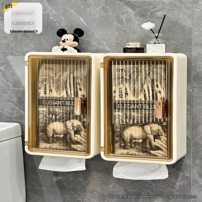 LIEI Wall-Mounted Waterproof Bathroom Tissue Box & Storage