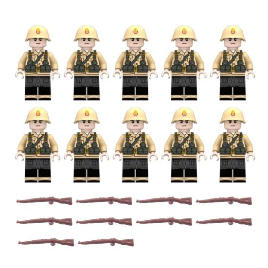 Yousheng 10 Pcs 1.7" Mini WWII Soldiers Figures Model Set Military Building Block Toys with Weapons Gift for Christmas Stockings Birthday Easter