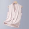 Black Spring/Summer Satin Lace Trim Vest – Slimming Women's Elegant Layered Top