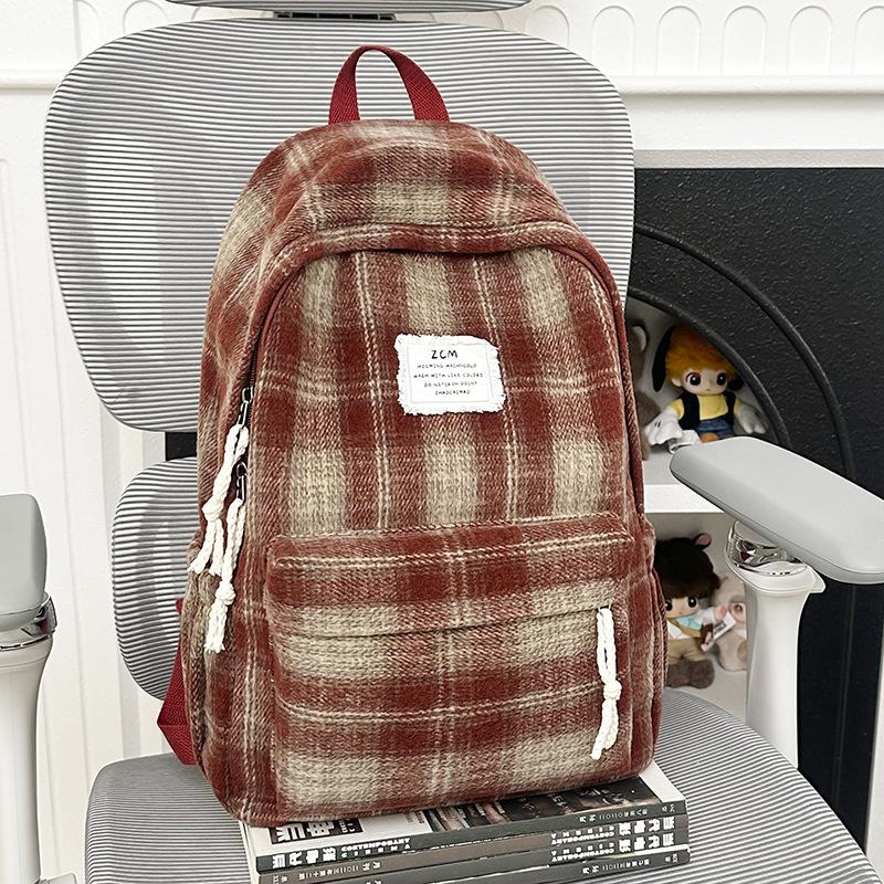 Schoolbag backpack 1011 new retro plaid autumn and winter backpack Japanese girl college student literary and versatile schoolbag