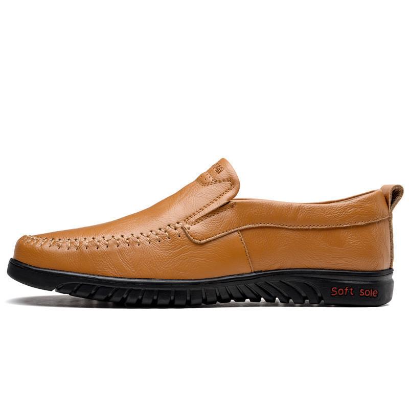 2025 Spring Men's Shoes Leather Soft Sole Personalized Beanie Shoes Men's Cheap Fashion Casual One-pedal Leather Shoes