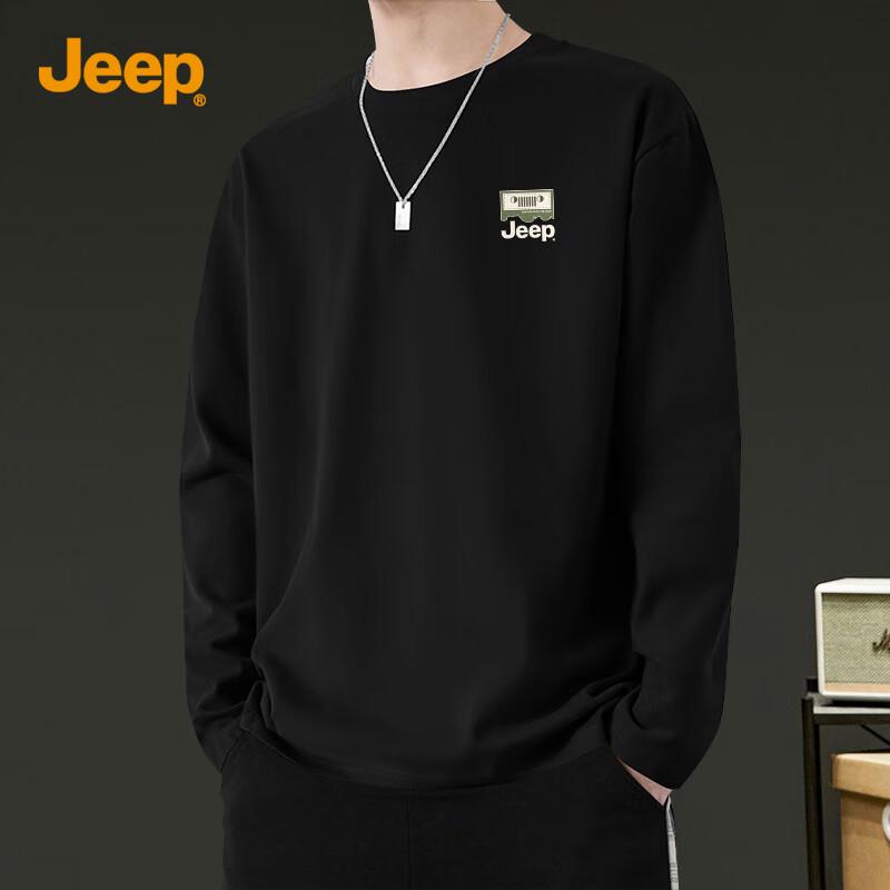 JEEP Men's Pure Cotton Loose Fit Long Sleeve T-Shirt