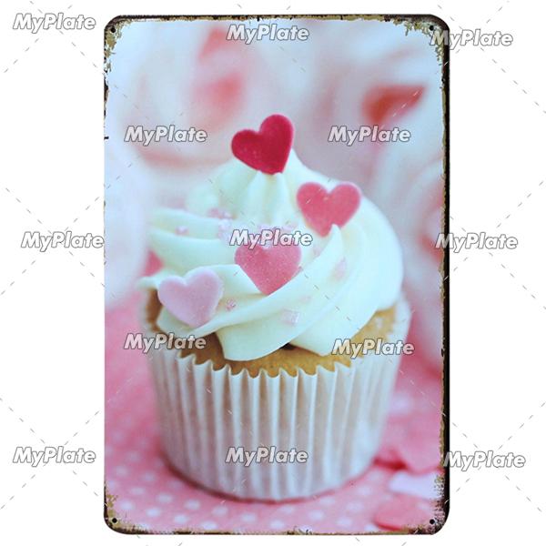 Cake Metal Sign Plaque Metal Vintage Food Tin Sign Wall Decor for Kitchen Cafe Diner Bar Cupcake Metal Signs
