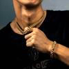 12MM 18k Gold Plated Lobster Buckle Stainless Steel Necklace Hip Hop Jewelry Men Miami Cuban Link Chain
