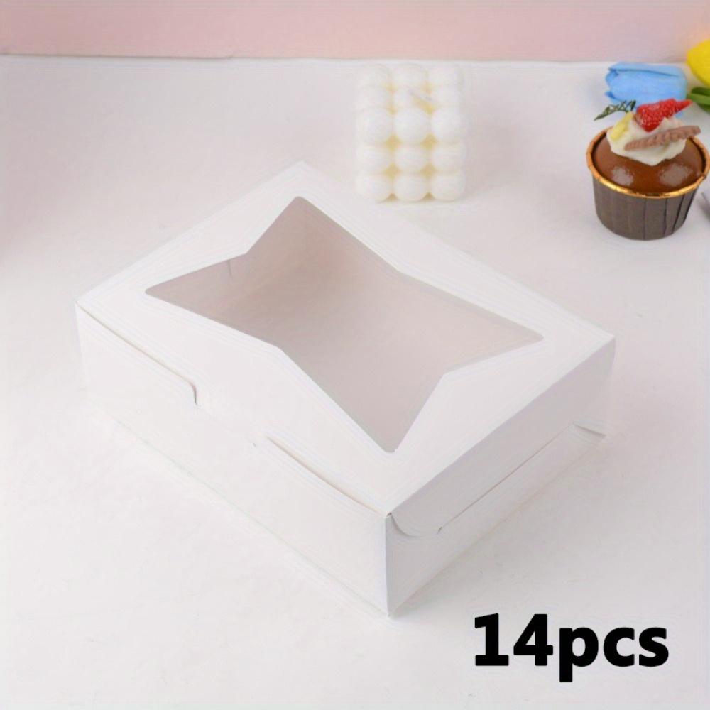 14pcs Bakery Boxes with Windows Dessert Box Cookie Boxes Small Treat Box Mini Cake Boxes for Dessert Macarons Chocolates Pastry and Baked Goods Boxes