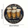 Arte de Parede Metálica de Cerveja Espanhola Vintage 8 Polegadas Placa de Lata Rústica Decoração de Bar