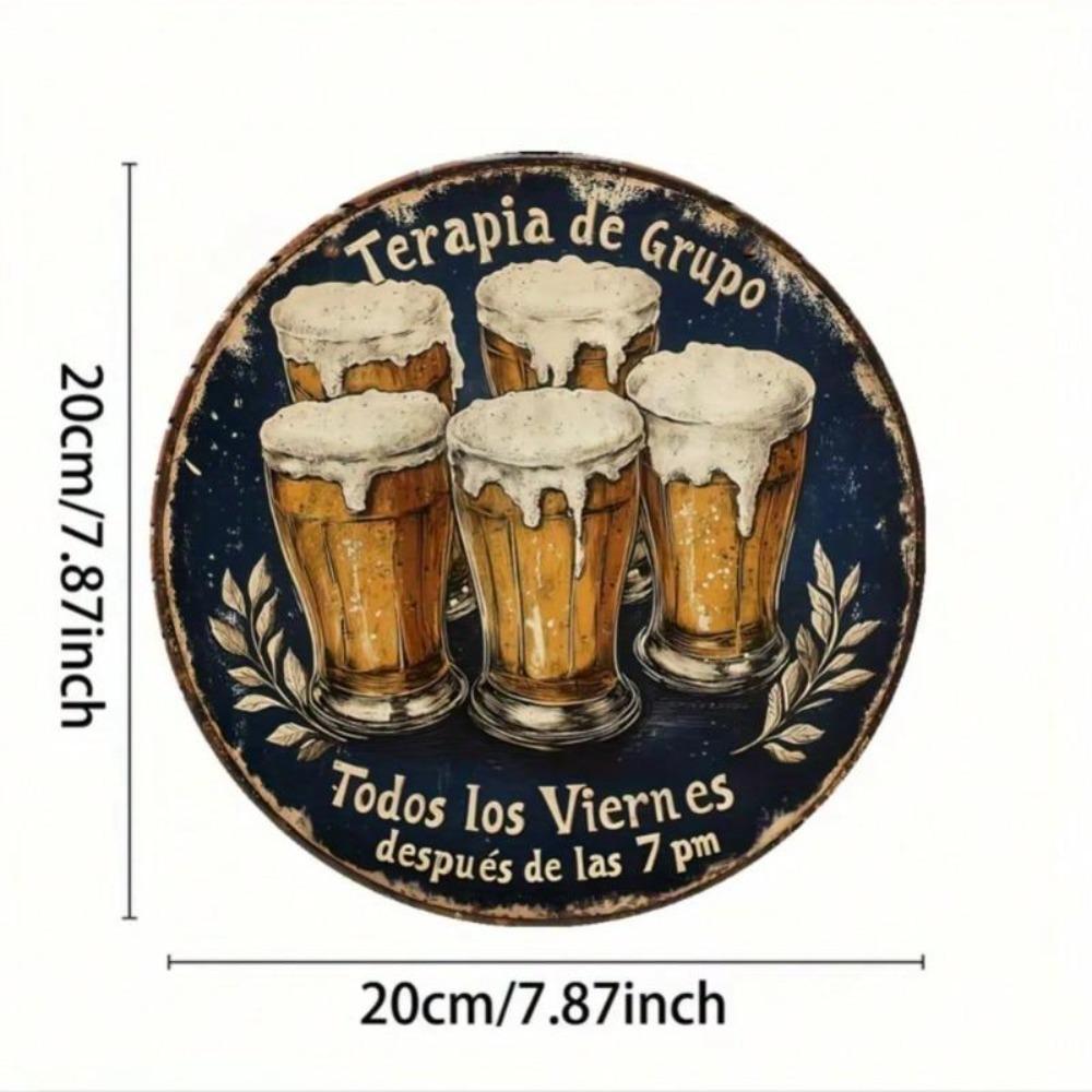 Arte de Parede Metálica de Cerveja Espanhola Vintage 8 Polegadas Placa de Lata Rústica Decoração de Bar