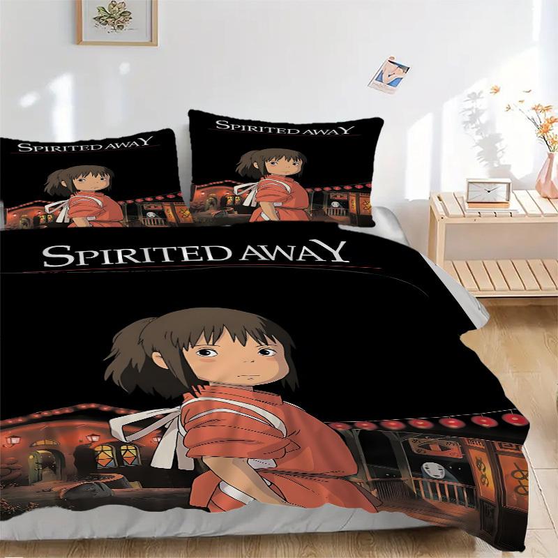 

3pcs Spirited Away, Chihiro Cover Set, 1 Cover + 2 Pillowcases (No Insert), Bedding for All Seasons, Bedding,Bedroom Decor yy250922030 135x200cm