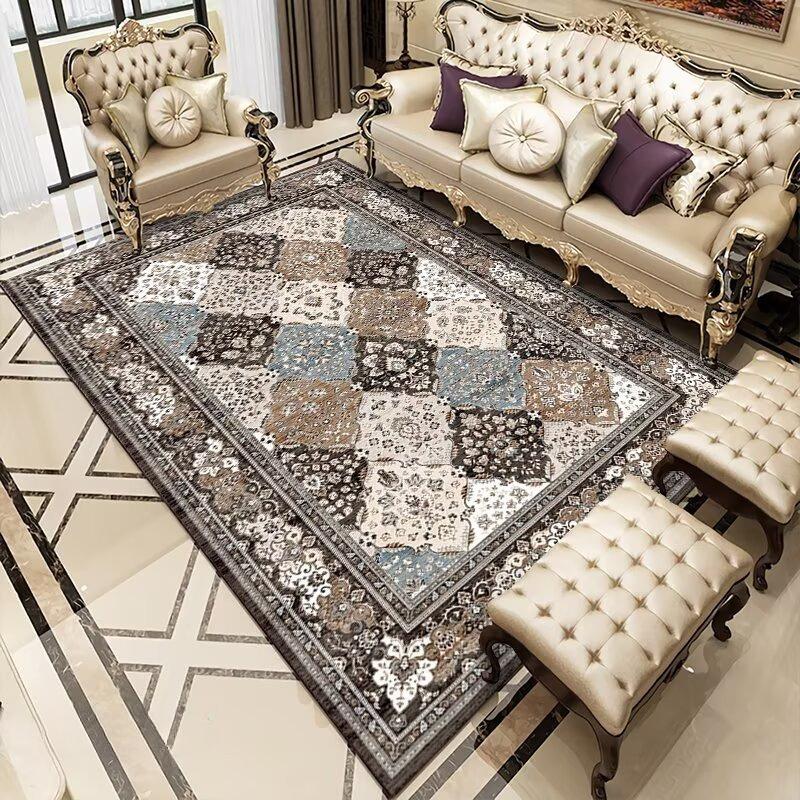 Classical Style Floor Mat Non-Slip Living Room Customizable Floor Rug Bedroom and Living Room Washable Soft Carpet Home Dcor