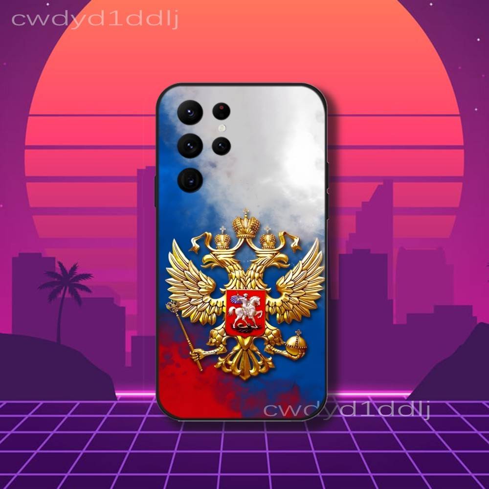 Russia Russian Flag Phone Case For Samsung S10,S21,FE,S21 ,S26,S25,S24,S23,Ultra,S9,S22,Plus Black Shockproof Silicone Sof