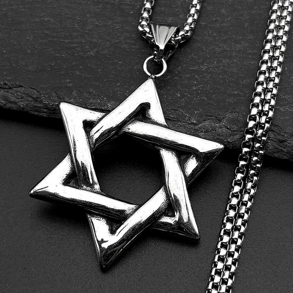Judaism Israel Hexagram Je Magen David Pendant Necklace for Women Men Stainless Steel Star of David Chain Necklaces Jewelry