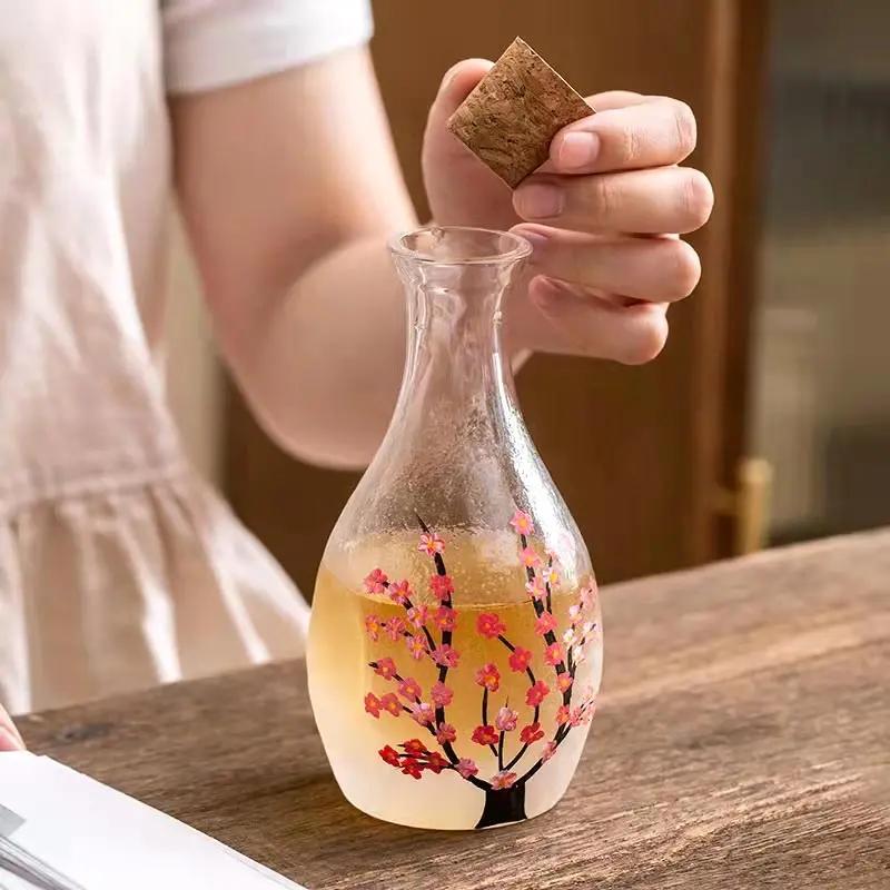 Japanese Style Sakura Wine Glasses Wine Decanter Handmade Cocktails Sake Glasses Retro Small Teacups Transparent Water Cup 50ml
