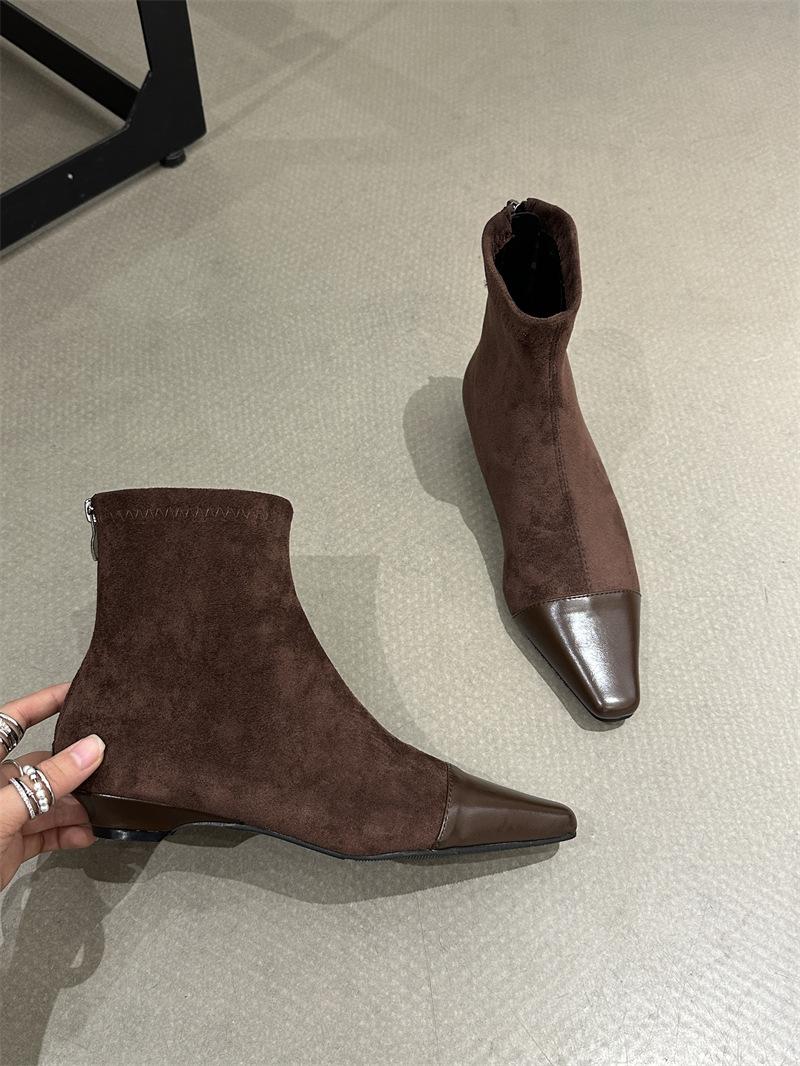 

Французские короткие ботильоны на молнии сзади женские 2025 новая осень и зима маленький ароматный ветер леопардовый принт вставки квадратный носок толстый каблук тонкие ботильоны женские 40 темно-коричневого