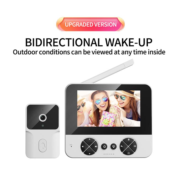4.3 "Upgraded two-way wake-up infrared night vision video doorbell can be installed with indoor and outdoor electronic doorbells
