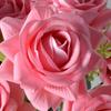 7-Head Artificial Rose Realistic Fake Flower Bouquet Home Office Wedding Party Indoor Outdoor Faux Bloom Table Centerpiece Decoration