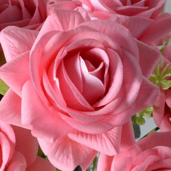 7-Head Artificial Rose Realistic Fake Flower Bouquet Home Office Wedding Party Indoor Outdoor Faux Bloom Table Centerpiece Decoration