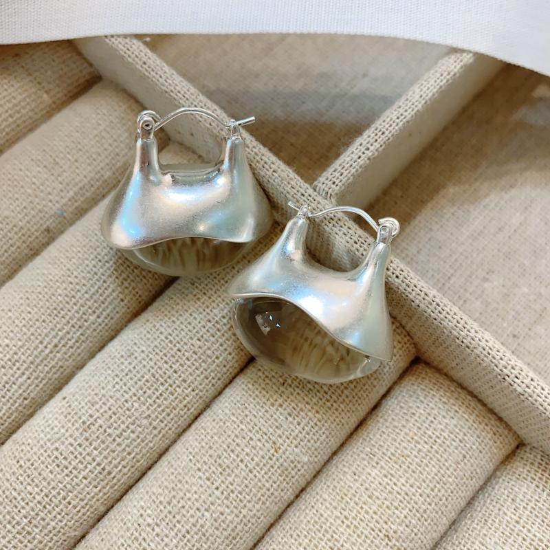 1Pair Retro Brown Transparent Resin Drop Earrings Matte Metal Geometric Hoop Earrings For Women  Simple Metal Jewelry