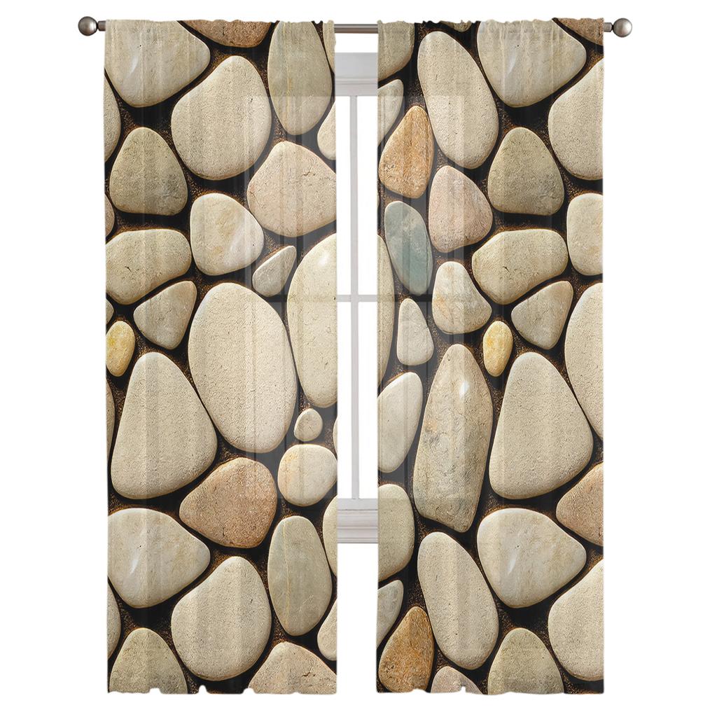 Perdele pentru fereastră din voal pur maro cu textura modernă de pietricele Perdele din tul pentru sufragerie pentru balcon, draperii