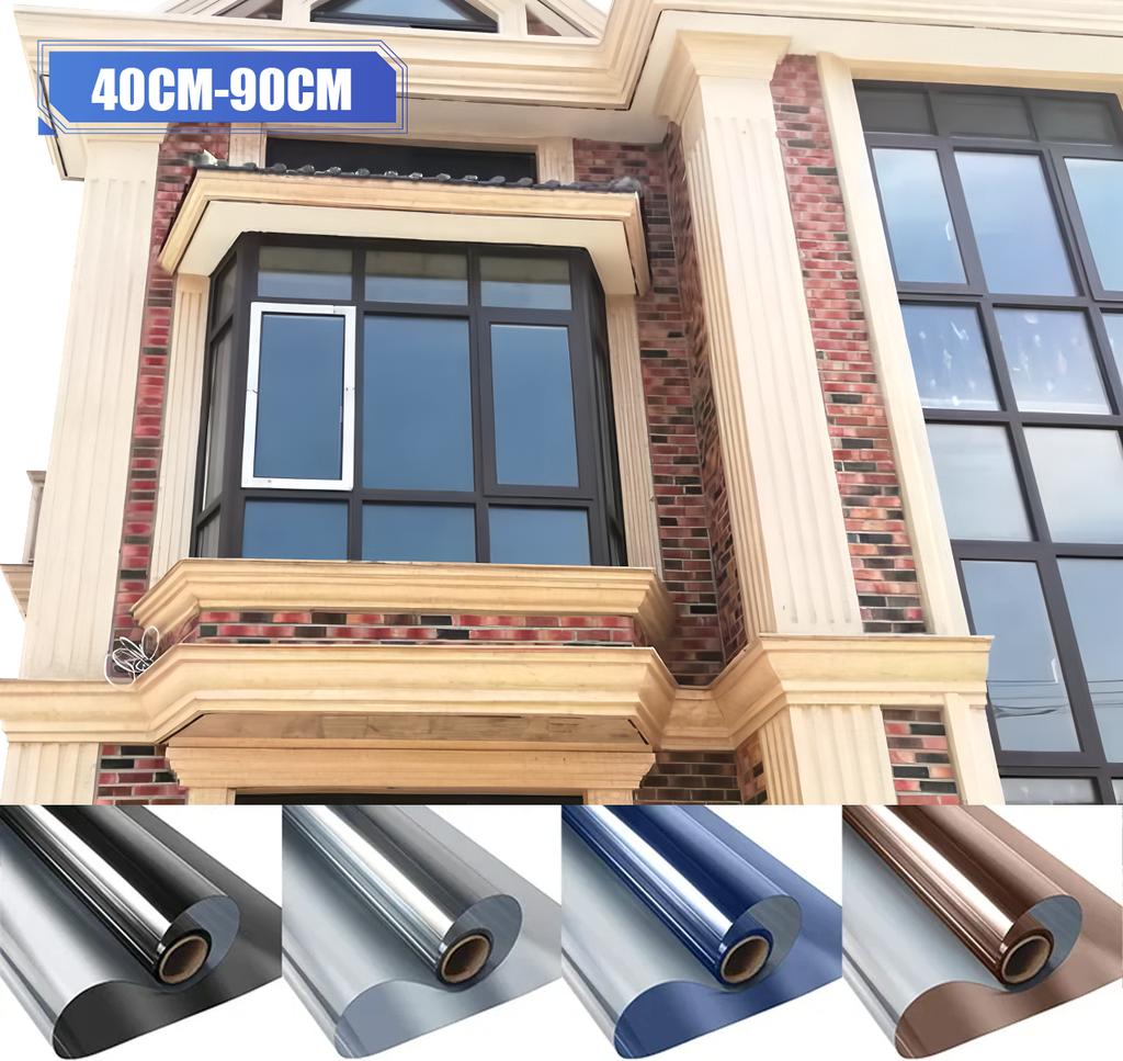 One Way Window Privacy Film Self-adhesive Tinting Glass Sticker Anti Look Vinyl Mirror Movie Sun Blocking Protective Cover Foil