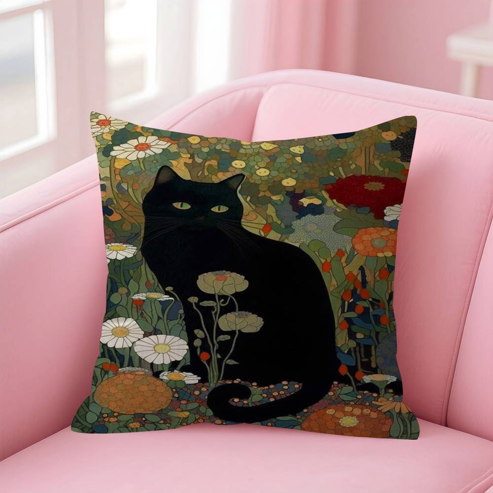 Painting Of A Cat Cushion Cover Pillowcase Upholstery Sofa Throw Pillow Home Decor Pillowcas