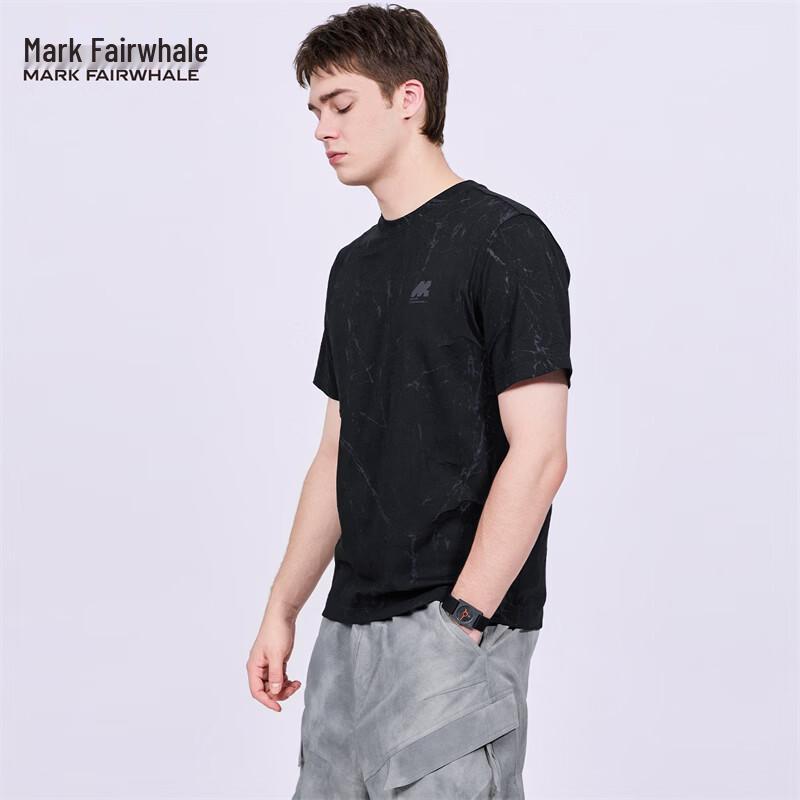 Mark Fairwhale Men s Dark Print Distressed Crew Neck T-shirt L