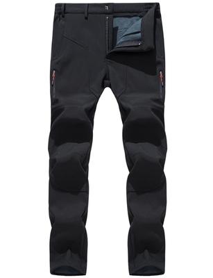 Butrends Men's Thick Fleece-Lined Outdoor Pants for Winter Skiing, Climbing, Hiking, and Trekking, Black, Size 2XL