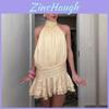 Elegant Satin Dress With Halter Neck For Womens Spring Fashion
