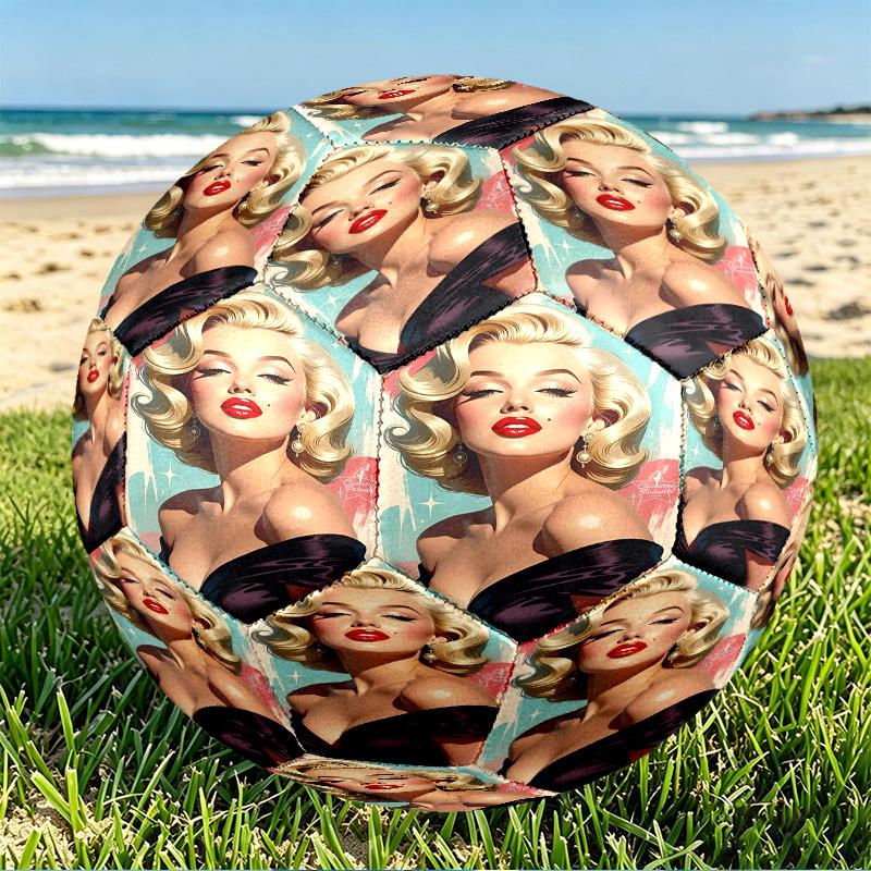 Marilyn Monroe Print Size 5 Soccer Ball, PU Wear Resistant Football for Match Training and Daily Practice, Birthday Gift for Soccer Fans